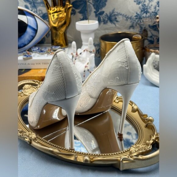 🆕 BLACK SUEDE STUDIO 🧿 NWOB Gia 100 Lace Pointed Toe Pumps, Sz 37 US 7 - Picture 10 of 16